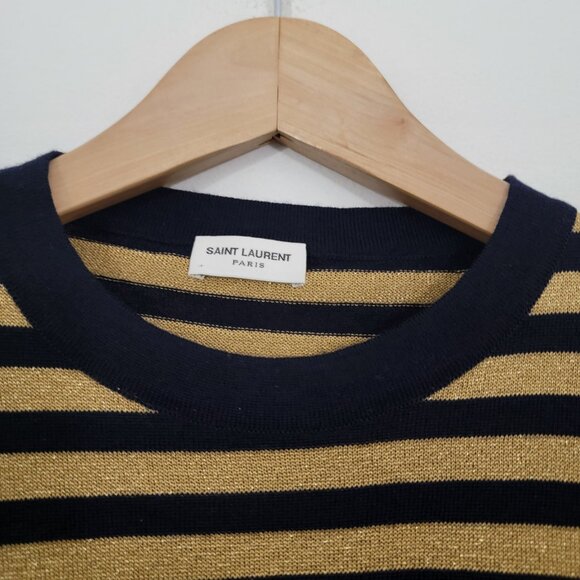 Saint Laurent Slim-Fit Striped Knitted Sweater in Yellow Lurex Medium - Picture 5 of 12